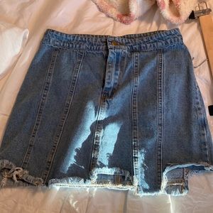 honey punch frayed end blue Jean skirt
